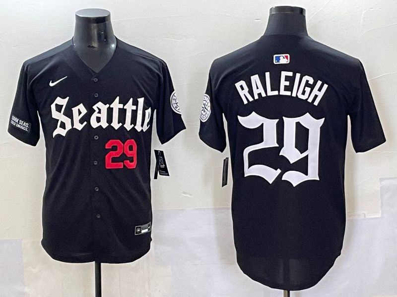Men 2025 Seattle Mariners #29 Raleigh Black Five generations Joint Name Nike MLB Jersey style 6237->seattle mariners->MLB Jersey